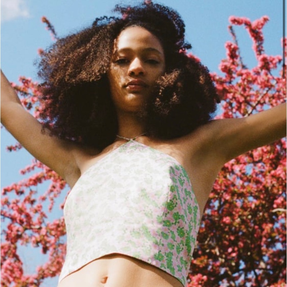 Zara sold out floral crop top with back tie details